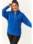 Kadın Büyük Beden Şardonlu Fermuarlı Kalın Mavi Sweatshirt 2