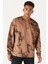Erkek Vizon Oversize Bol Kesim Bisiklet Yaka Modern Desenli Yumuşak Dokulu Sweatshirt 2