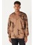Erkek Vizon Oversize Bol Kesim Bisiklet Yaka Modern Desenli Yumuşak Dokulu Sweatshirt 3