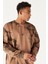 Erkek Vizon Oversize Bol Kesim Bisiklet Yaka Modern Desenli Yumuşak Dokulu Sweatshirt 4