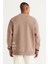 Erkek Bej Oversize Fit Bol Kesim Içi Polarlı 3 Iplik Pamuklu Baskılı Sweatshirt 7