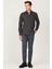 Erkek Antrasit Slim Fit Dar Kesim Düğmeli Yaka Flanel Oduncu Kışlık Gömlek 2