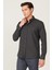 Erkek Antrasit Slim Fit Dar Kesim Düğmeli Yaka Flanel Oduncu Kışlık Gömlek 3