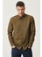 Erkek Haki Slim Fit Dar Kesim Pamuklu Gizli Düğmeli Yaka Uzun Kollu Oxford Gömlek 1