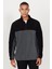 Erkek Siyah-antrasit Standart Fit Normal Kesim Günlük Rahat Çift Renkli Polar Spor Sweatshirt 1