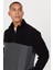 Erkek Siyah-antrasit Standart Fit Normal Kesim Günlük Rahat Çift Renkli Polar Spor Sweatshirt 2