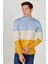 Erkek Mavı-hardal Standart Fit Normal Kesim Yarım Balıkçı Yaka Şardonlu Yumuşak Dokulu Triko Kazak 1