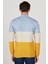 Erkek Mavı-hardal Standart Fit Normal Kesim Yarım Balıkçı Yaka Şardonlu Yumuşak Dokulu Triko Kazak 5
