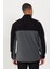 Erkek Siyah-antrasit Standart Fit Normal Kesim Günlük Rahat Çift Renkli Polar Spor Sweatshirt 5