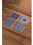 Mavi Tile Desen Doğal Taş Traverten Bardak Altlığı 4 Lü Set 2