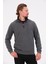 Gri Fermuarlı Regular Fit Süet Detaylı Uzun Kollu Erkek Selanik Sweatshirt 1