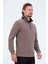 Vizon Fermuarlı Regular Fit Süet Detaylı Uzun Kollu Erkek Selanik Sweatshirt 1