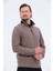 Vizon Fermuarlı Regular Fit Süet Detaylı Uzun Kollu Erkek Selanik Sweatshirt 2