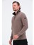 Vizon Fermuarlı Regular Fit Süet Detaylı Uzun Kollu Erkek Selanik Sweatshirt 3