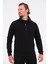 Siyah Fermuarlı Regular Fit Süet Detaylı Uzun Kollu Erkek Selanik Sweatshirt 2