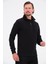 Siyah Fermuarlı Regular Fit Süet Detaylı Uzun Kollu Erkek Selanik Sweatshirt 3