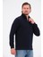 Lacivert Fermuarlı Regular Fit Süet Detaylı Uzun Kollu Erkek Selanik Sweatshirt 2