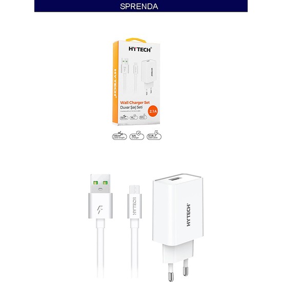 Hytech HY-XE21 5V 2.1A Micro USB Kablolu Ev Şarj Adaptörü