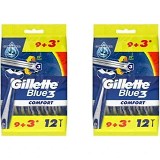 Gillette Blue3 Comfort Kullan At Tıraş Bıçağı 9+3 12'li 2 Paket