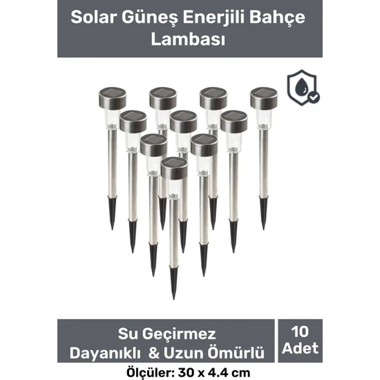 Pastimore Kablosuz Su Geçirmez Dayanıklı Solar Güneş Enerjili Bahçe Lambası Plastik Saplama 30CM 10 Adet Set