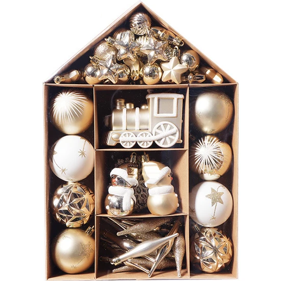 Yiqln Christmas 70 Ev Yılbaşı Ağacı Süsü Seti-Altın ve Beyaz Set (Yurt Dışından)