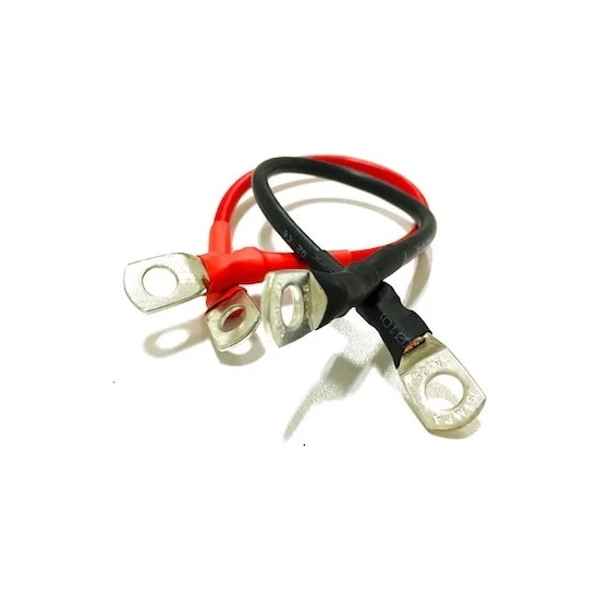 Öznur Kablo Akü Paralel Bağlantı Kablosu 10 mm Bakır Nyaf Kablo Kırmızı+Siyah 50 cm+50 cm A10 Pabuçlu Makaronlu