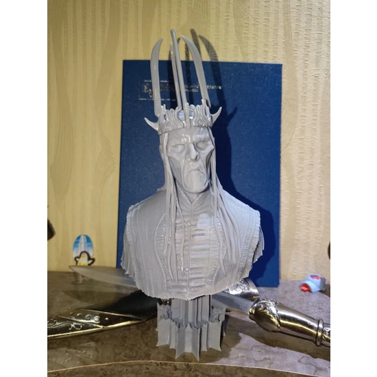 3duman Yüzüklerin Efendisi Witch King Of Angmar Figürü  Gri  10 x 15 cm