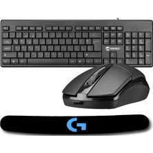 Everest KM-515 Siyah USB Combo Q Standart Klavye + Mouse Set+ Logitech Ergonomik Sünger Klavye Pad