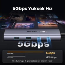 Ugreen Type-C To 2*usb 3.0 2*usb-C 4K/60Hz HDMI Gigabit Ethernet Sd Tf Kart Okuyucu Çoklayıcı Hub Adaptör