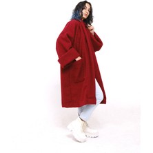 Yumuşak Keçe Buklet Kumaştan Geniş Yakalı Cepli Oversize Kısa Kaban Unisex