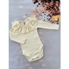 Mini Kids Kız Bebek Yakası Fırfırlı Uzun Kollu Body