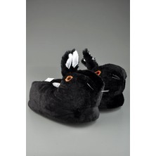 Sevimli Tavşan Figürlü Peluş Panduf Siyah