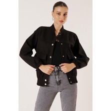 By Saygı Beli Lastikli Torba Cepli Kaşe Bomber Mont