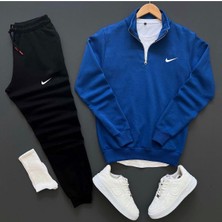 Bs Jeans Unisex Nike Baskılı Yarım Fermuarlı Sweatshirt-Eşofman Altı Set Kombin