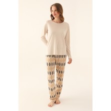 Pierre Cardin Kadın Bej Uzun Kol Pijama Takımı