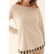 Pierre Cardin Kadın Bej Uzun Kol Pijama Takımı