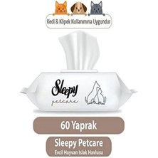 Sleepy Petcare Evcil Hayvan Islak Havlusu 60 Yaprak Hassas Temizlik İçin Özel Formül