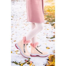 Kiko Kids 250 Rugan Çatlak Fermuarlı Kız Çocuk Bot Ayakkabı Pudra