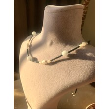 Doğaltaş Akuamarin-Sedef-Hematit Kolye