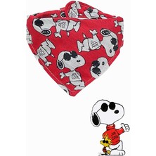 Bebek Organik Kumaş Çift Katlı Joe Cool Snoopy Karakterli Fular Mama Önlüğü - Salya Önlüğü