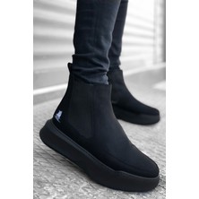 Rainon Store Rainın Store Bağcıksız Bantlı Erkek Yüksek Taban Siyah Spor Bot