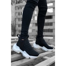 Rainon Store Bağcıksız Rahat Kalın Taban Siyah Deri Erkek Spor Yarım Bilek Bot