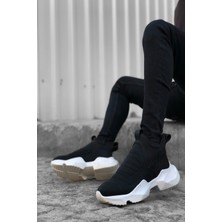Rainon Store Bağcıksız Rahat Kalın Taban Siyah Deri Erkek Spor Yarım Bilek Bot