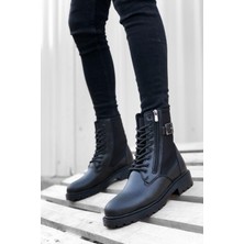 Rainon Store Siyah Deri Fermuarlı Klasik Erkek Bot