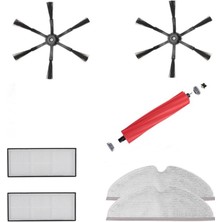 Ozemtek Roborock Q7 Max, Q7 Max Plus Siyah Uyumlu 6 Kollu Yan Fırçalı Q7 Seti-7 Parça