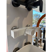 İsaoğlu Yapı Beyaz Duş Sistemi Gold Beyaz Duş Seti Alt Armatür Dahil Komple Set Mat Beyaz Gold