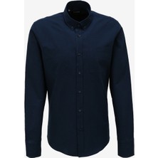 Fabrika Comfort Regular Fit Gömlek Yaka Düz Lacivert Erkek Gömlek FC3WM-GML323