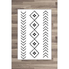 Artizon  Tekstil Artızon Halı ART-231 Beyaz Taban Dekoratif Kilim Ince Yıkanabilir Süngerli Dot Taban Salon Halısı