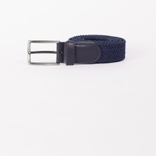 Altınyıldız Classics Erkek Lacivert Casual Suni Deri Örme Jean Kot Kemeri