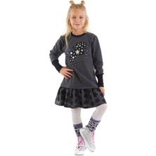 MSHB&G Yıldızlı Unicorn Antrasit Kız Çocuk Elbise